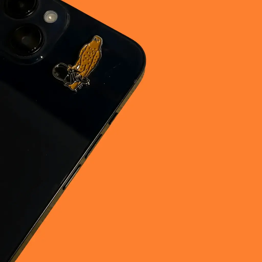 Metal sticker of a falcon