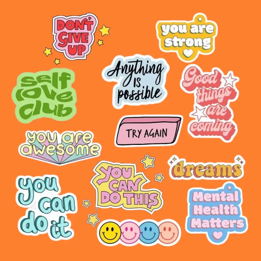 Motivational phrases sticker set
